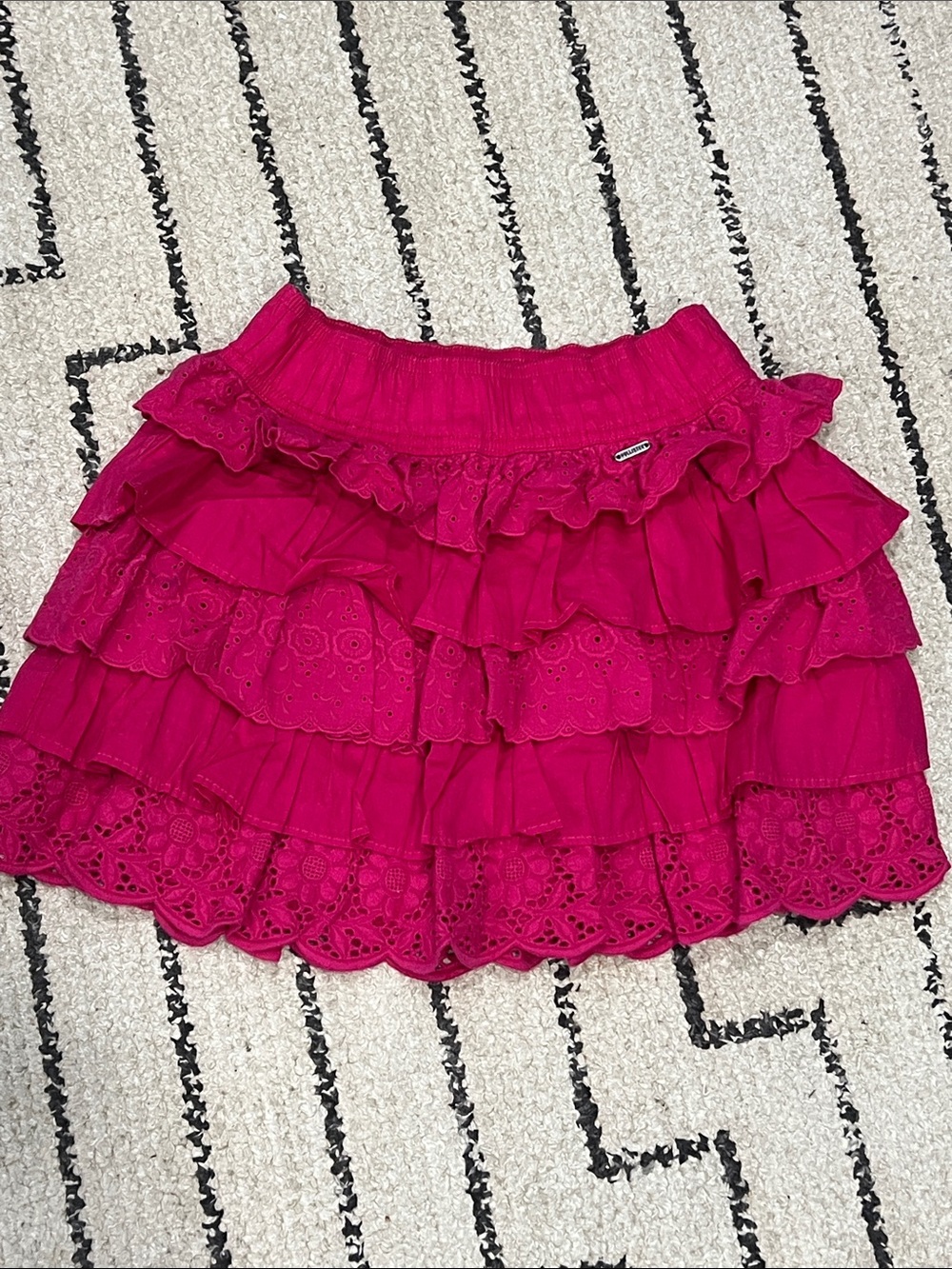Hollister Hot Pink Ruffled Tiered Eyelet Skirt